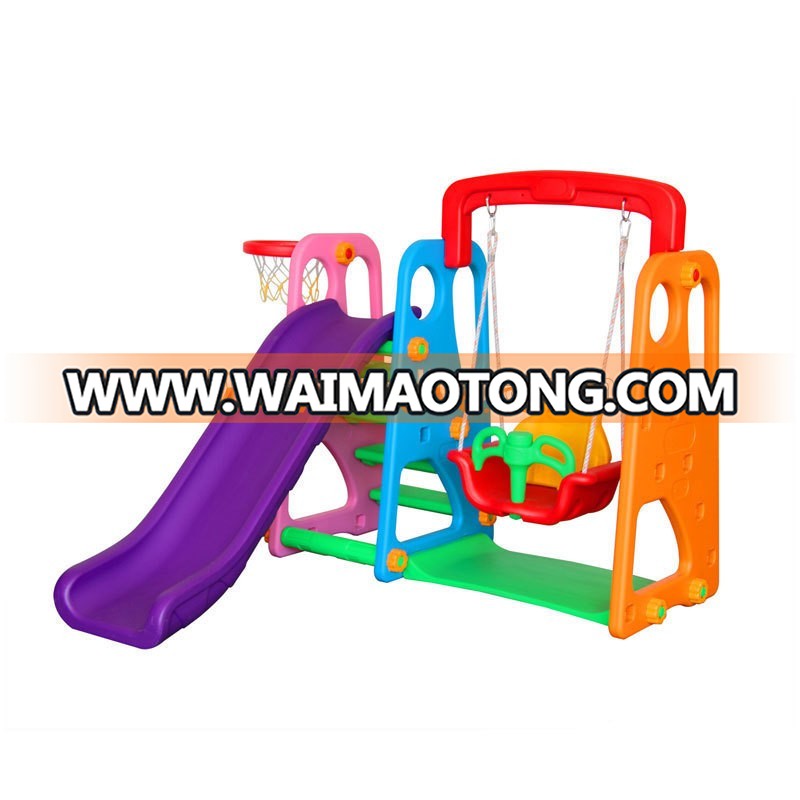 Amusement Preschool children plastic swing and slide set indoor outdoor playground equipment